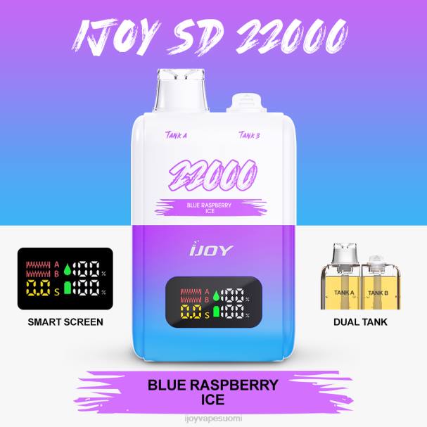 iJOY SD 22000 kertakäyttöinen LZF0149 sinistä vadelmajäätä iJOY bar review
